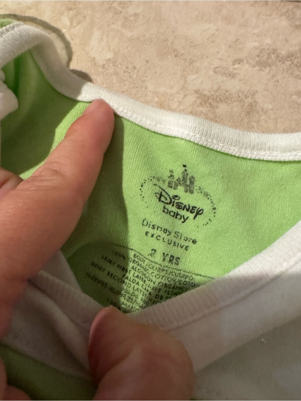 Disney Baby Lime Green Bodysuit with White Trim